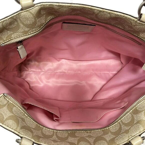 Auth COACH Heritage F14474 Beige Gray Beige Multi PVC Leather - Shoulder Bag - Picture 6 of 8